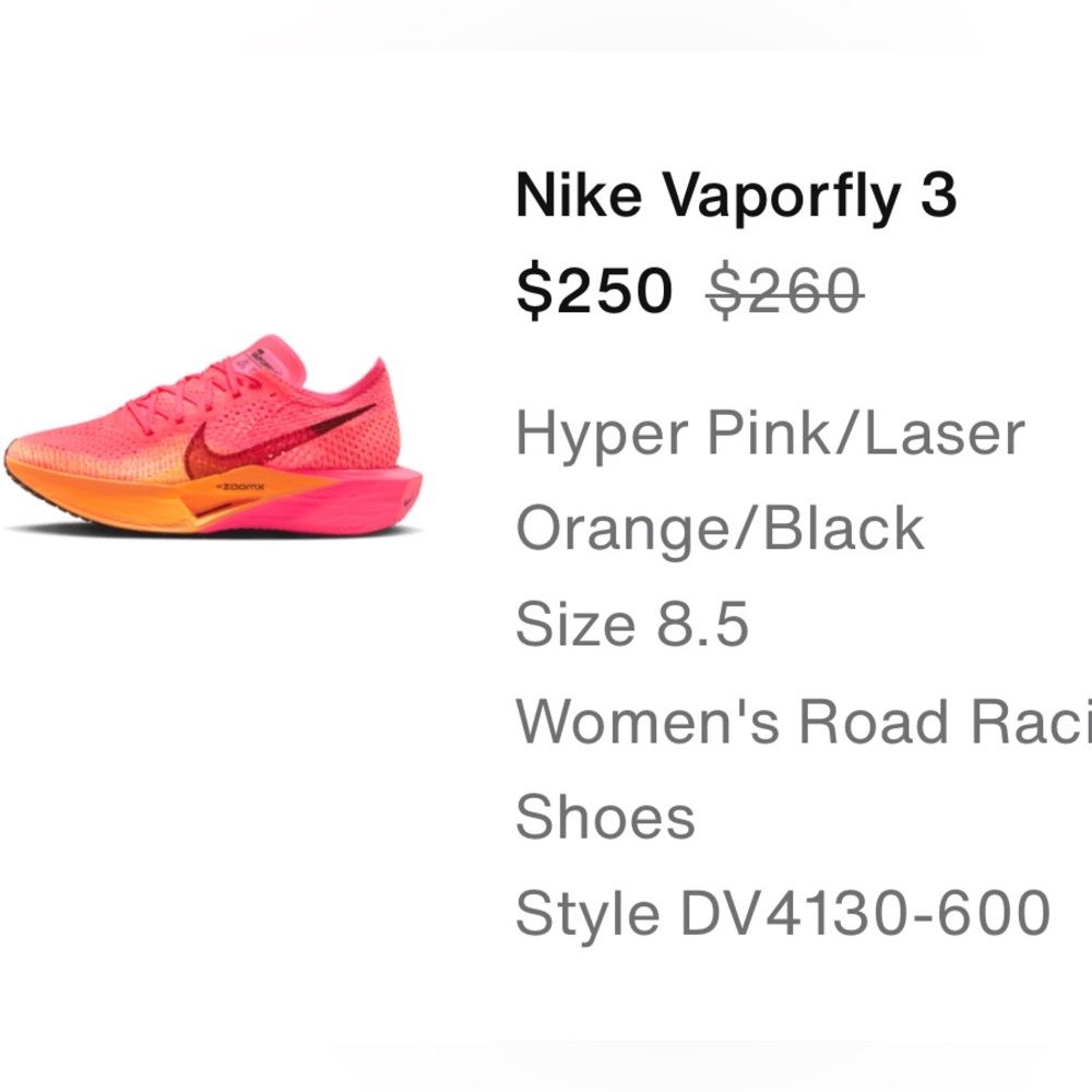 Nike Vaporfly 3 - Excellent condition. Size-8.5